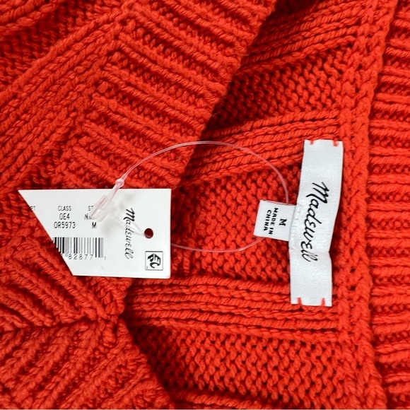 NWT Madewell Cable Knit V-Neck Crop Sweater Red Size M - Picture 4 of 6